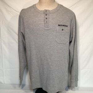 Harley-Davidson Gray Men's Long Sleeve Henley Shirt Size Medium